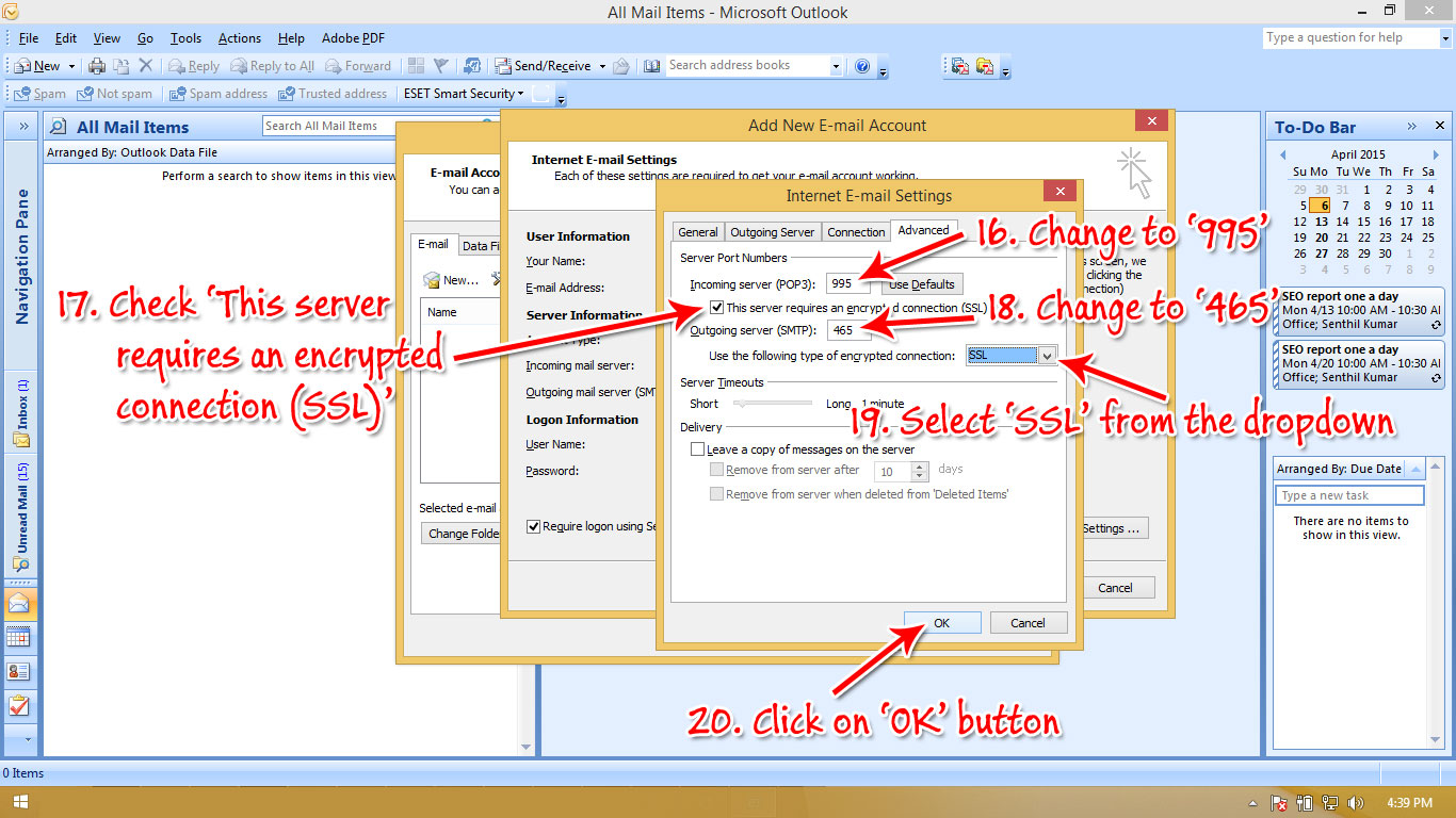 Outlook setup step 7