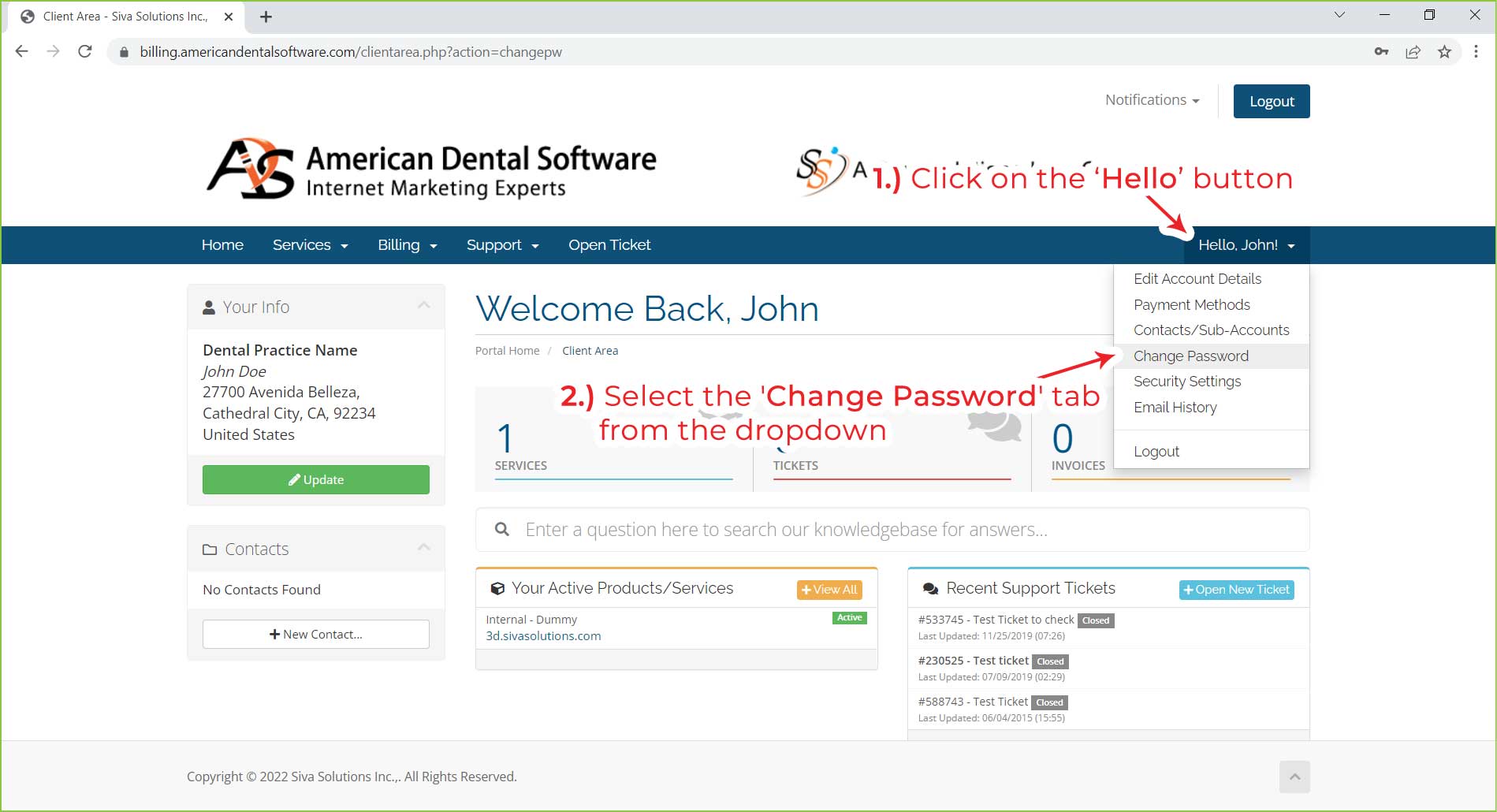 Change password step 1